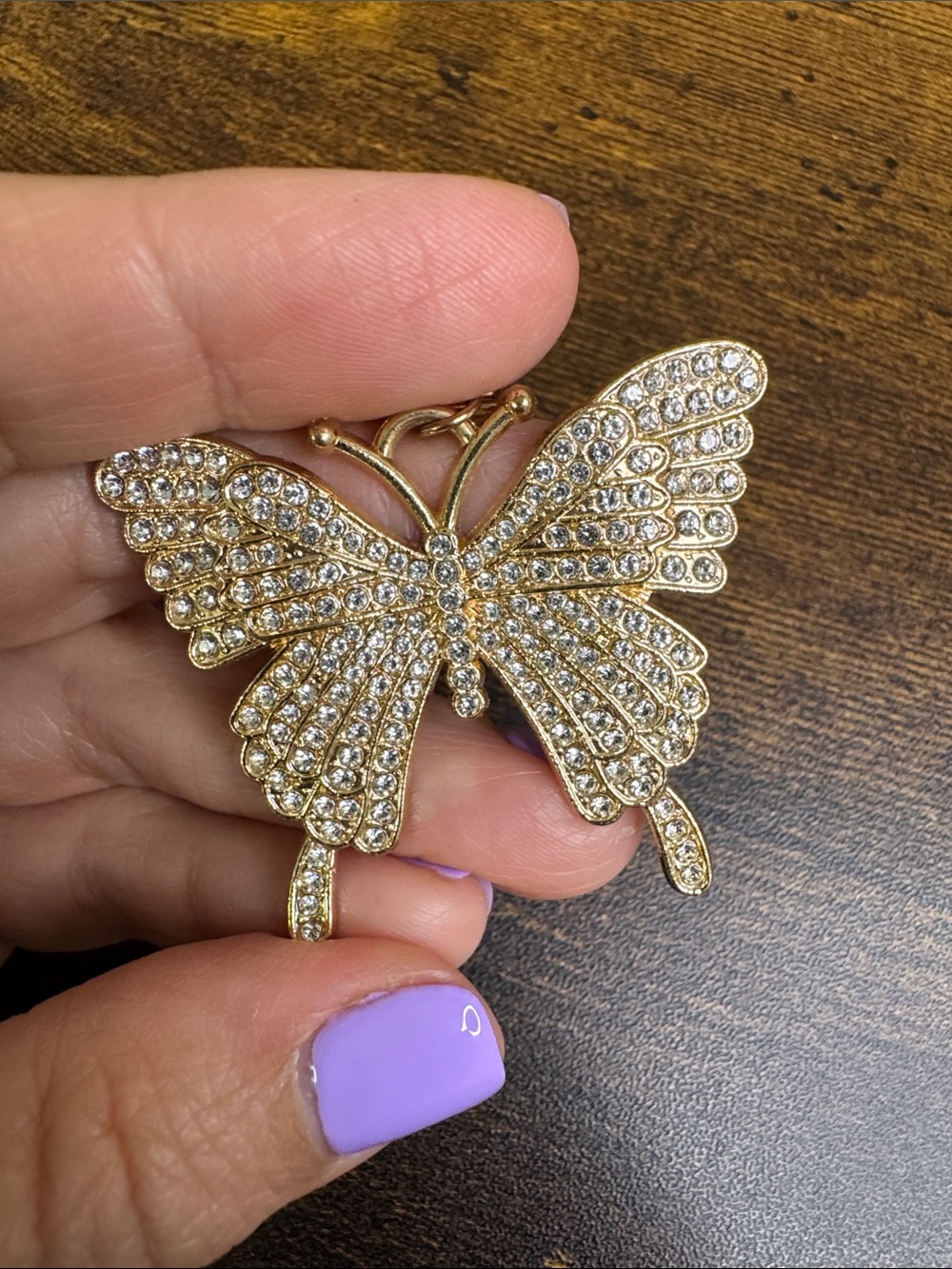 Gold Crystal Butterfly Keychain Charm or Necklace Pendant